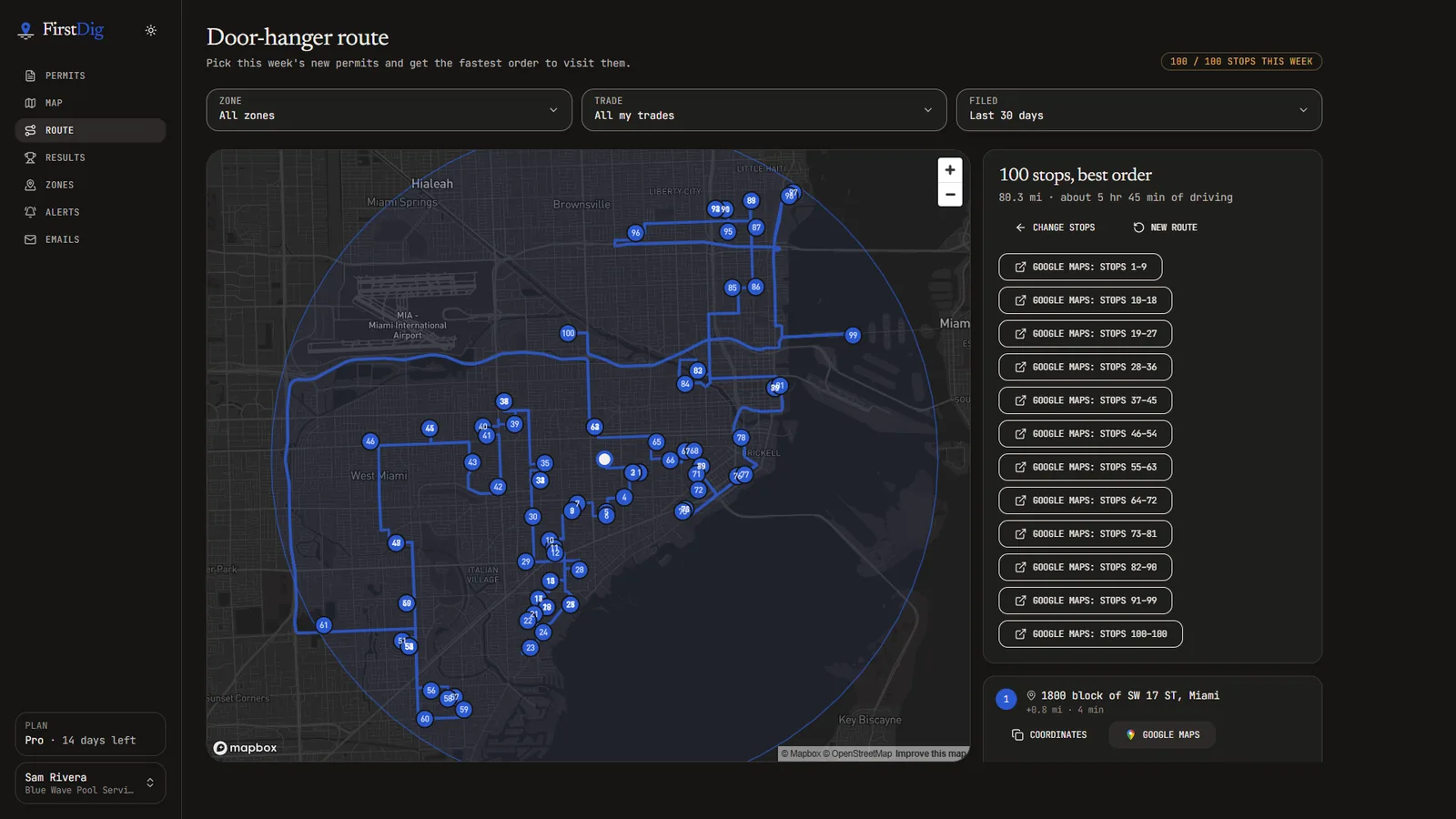 A door-hanger route through the new permits